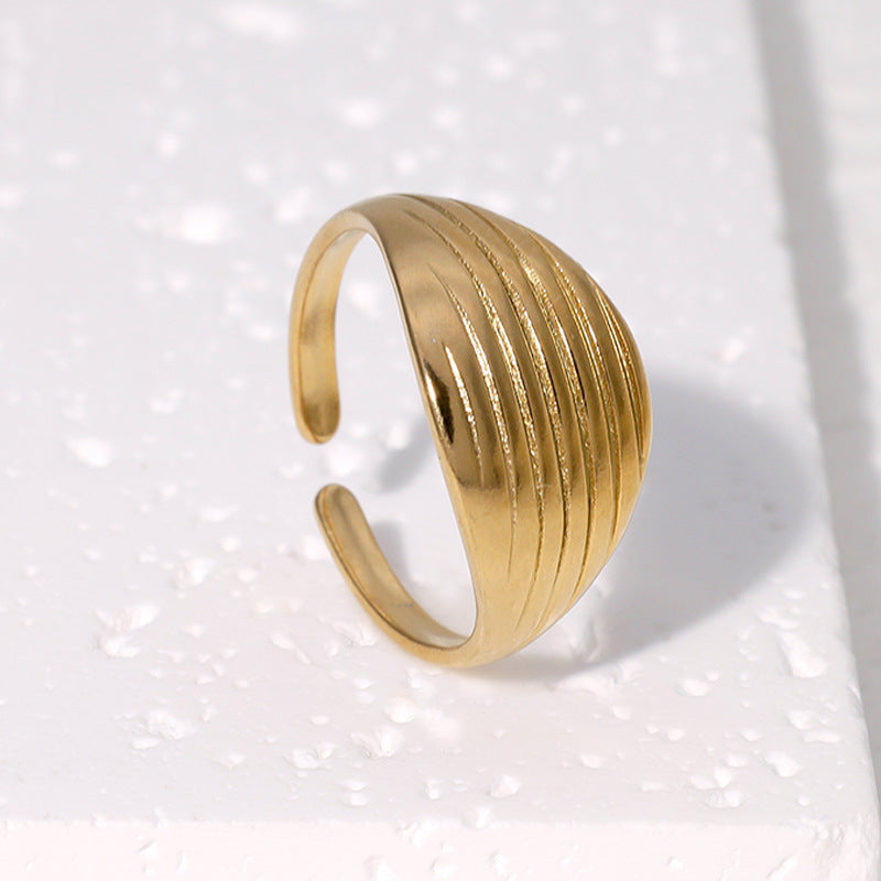 Anello Aperto Geometrico Minimalista da Donna in Acciaio Inossidabile con Placcatura in Oro 18K