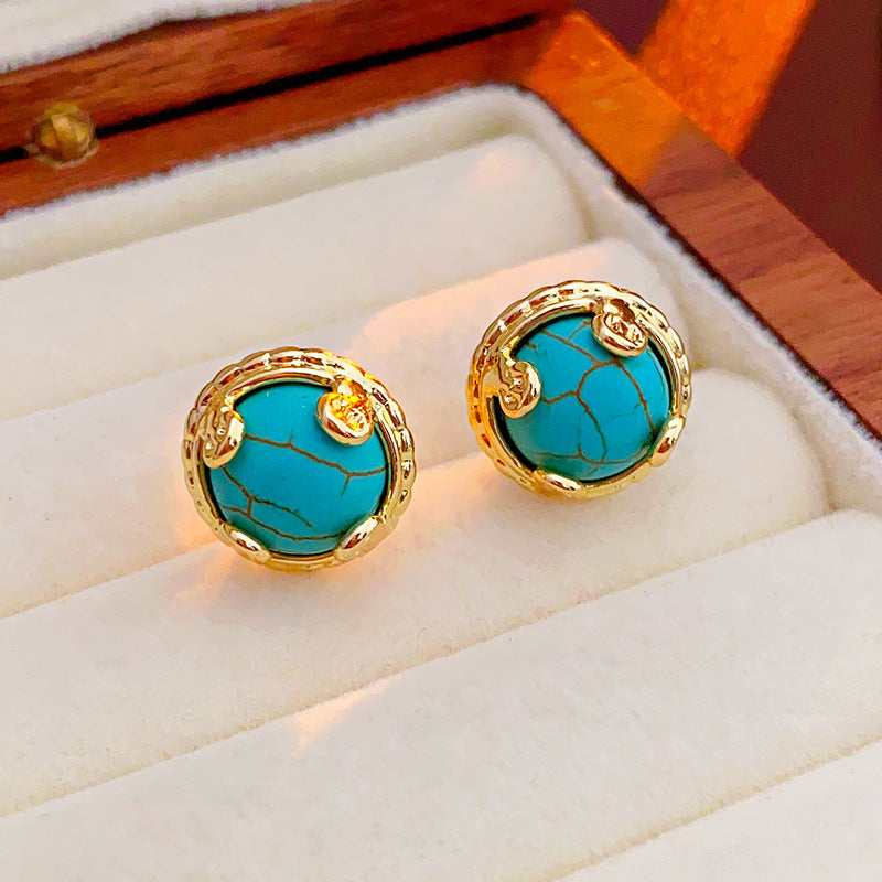 Chic Minimalist Round Resin Stud Earrings with Steel Posts for Women Geometric Fashion Accessory