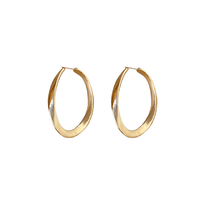 Orecchini a Cerchio in Rame Elettroplaccato Stile Chic con Perni in Argento Sterling 925, Design Geometrico Ovale, Gioielli da Donna di Moda per Tutti i Giorni