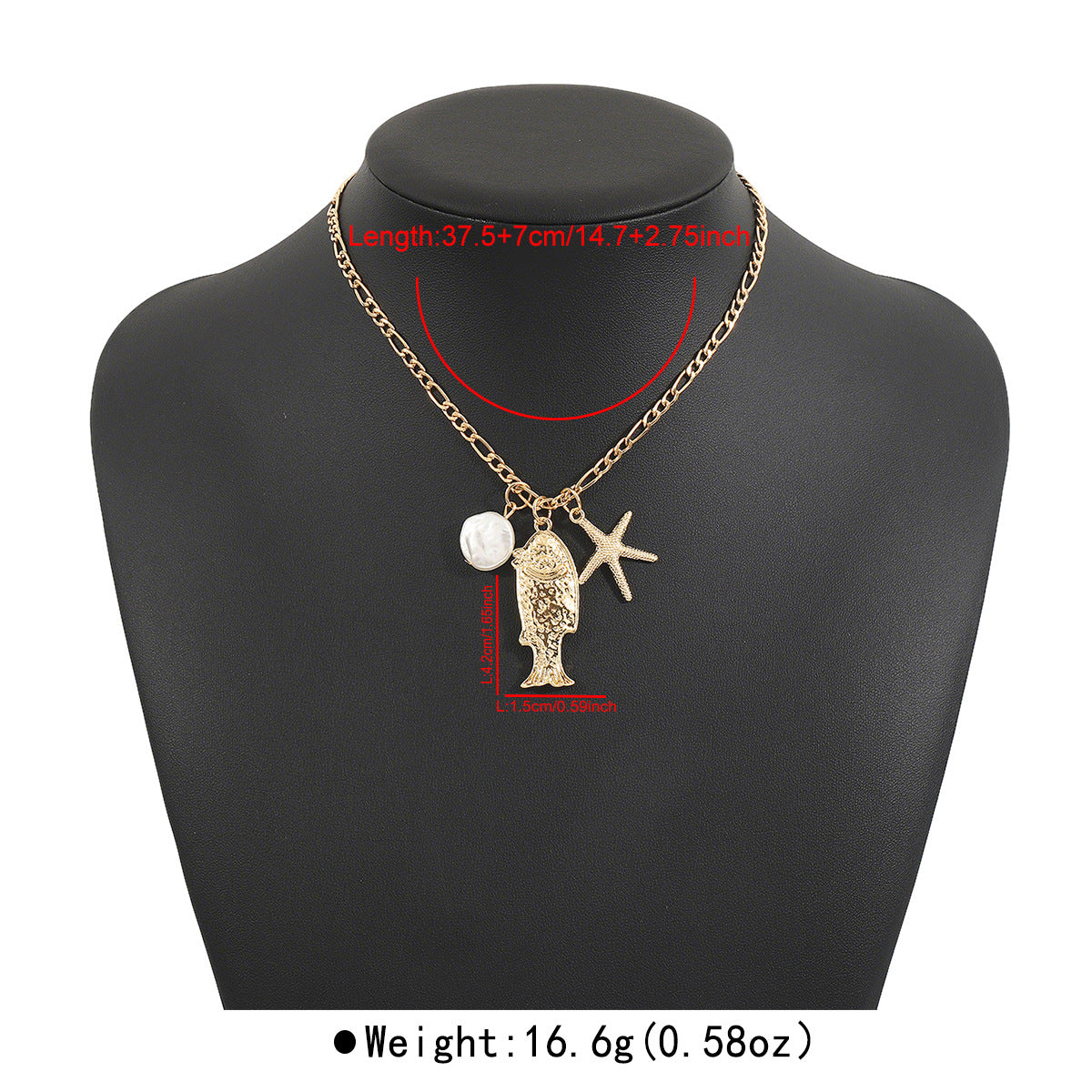 Collar con colgante minimalista de aleación con forma de pez y acabado chapado para mujer, cadena de clavícula inspirada en el océano