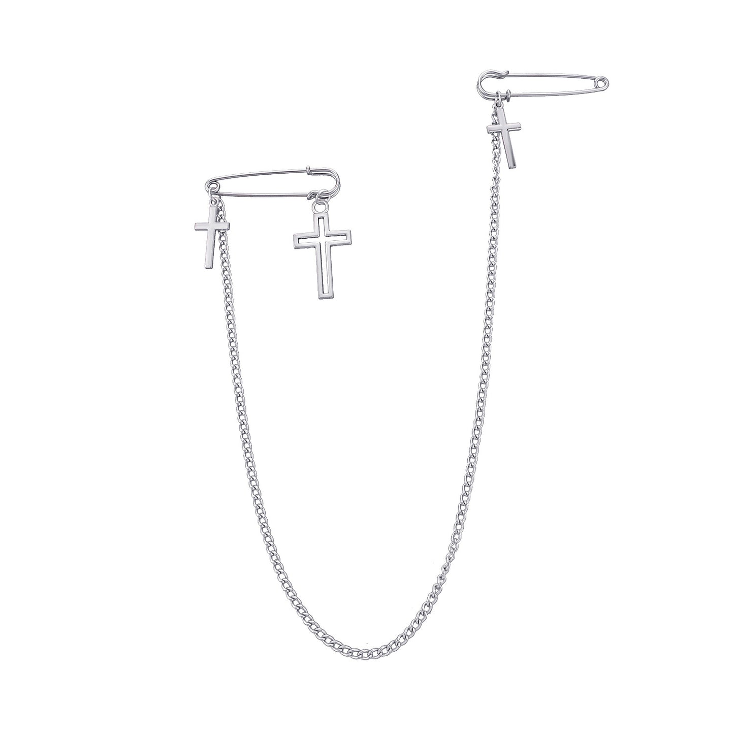 Minimalist Cross Geometric Pendant Brooch Unisex Alloy Plated Jewelry Vintage Fashion Accessory