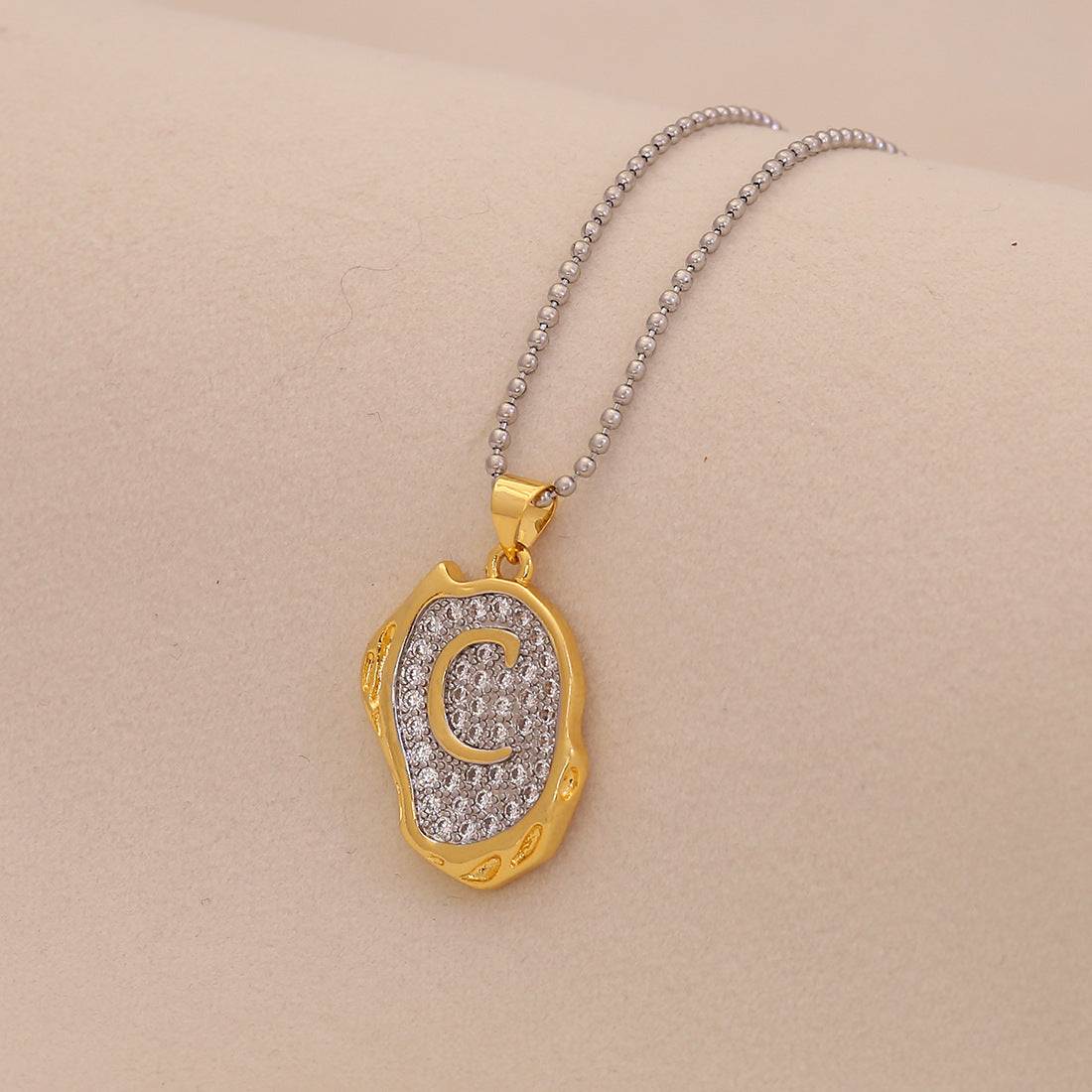 Retro Letter Pendant Necklace for Women in Brass with Minimalist Elegant Locket Style
