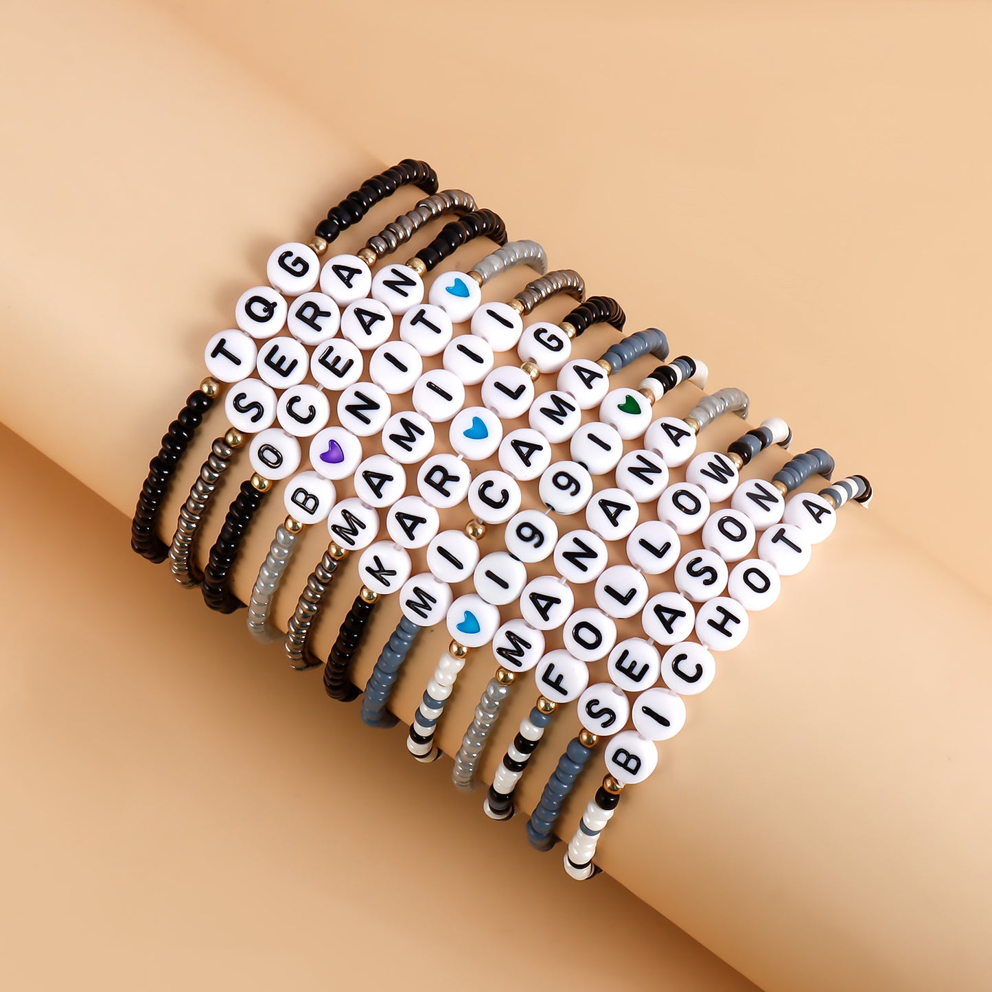Geometric Ins Style Plated Bracelet Set with Crystal Charms for Women and Men