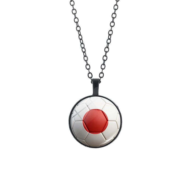 Collana casual in lega placcata con ciondolo in cristallo nero, catena a cavo unisex