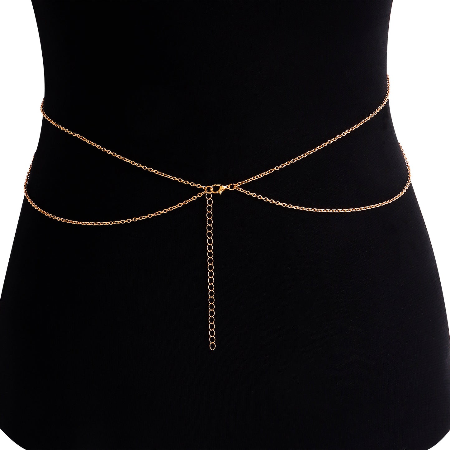 Punk Style Double-Layer Zirconia-Encrusted Bikini Body Chain for Women in Metal with Adjustable Length