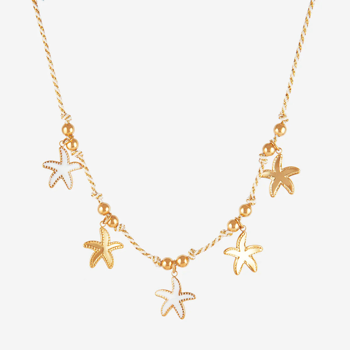 Fashion Unisex 18K Gold Plated Titanium Steel Necklace with Shell Starfish Whale Heart Pendants