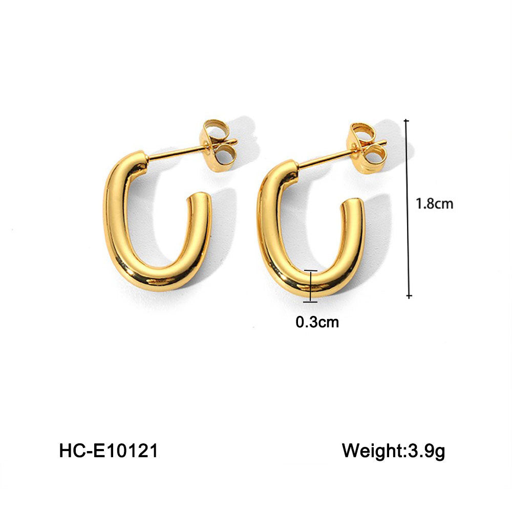 Orecchini a perno da donna in acciaio inossidabile a forma geometrica con finitura placcata e design a cuore