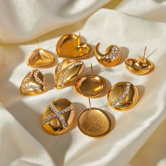 Elegant 18K Gold Plated Heart Stainless Steel Earrings