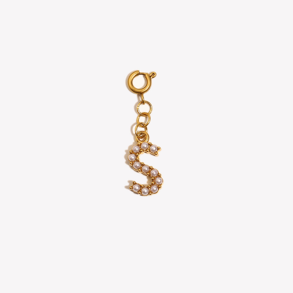Barretta con Ciondolo a Lettera o Numero in Acciaio Inossidabile Placcato Oro 18K Minimalista da Donna