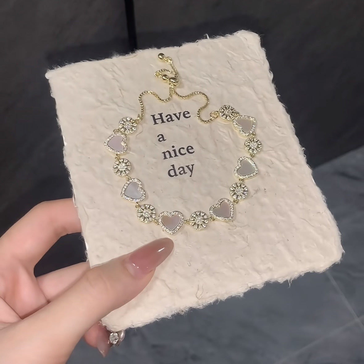 Elegant Heart-Shaped Gold-Plated Zirconia Bracelet for Women with Delicate Luxury Aesthetic