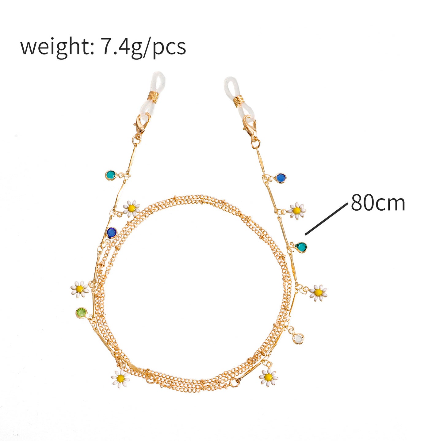 Colorful Drip Oil Heart Geometric Floral Alloy Glasses Chain for Women