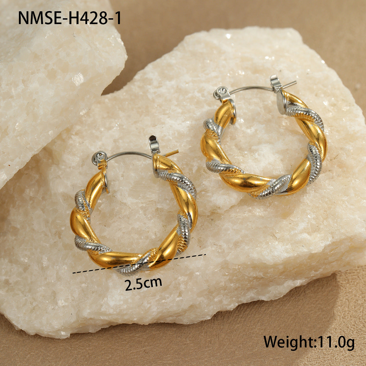 Pendientes de aro minimalistas geométricos de acero inoxidable con chapado en oro y plata para mujer