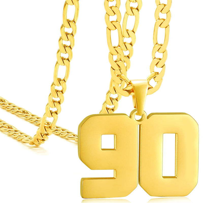 Minimalist Numeric Pendant Necklace for Men and Women Stainless Steel Chain with Polished Titanium Steel Charm