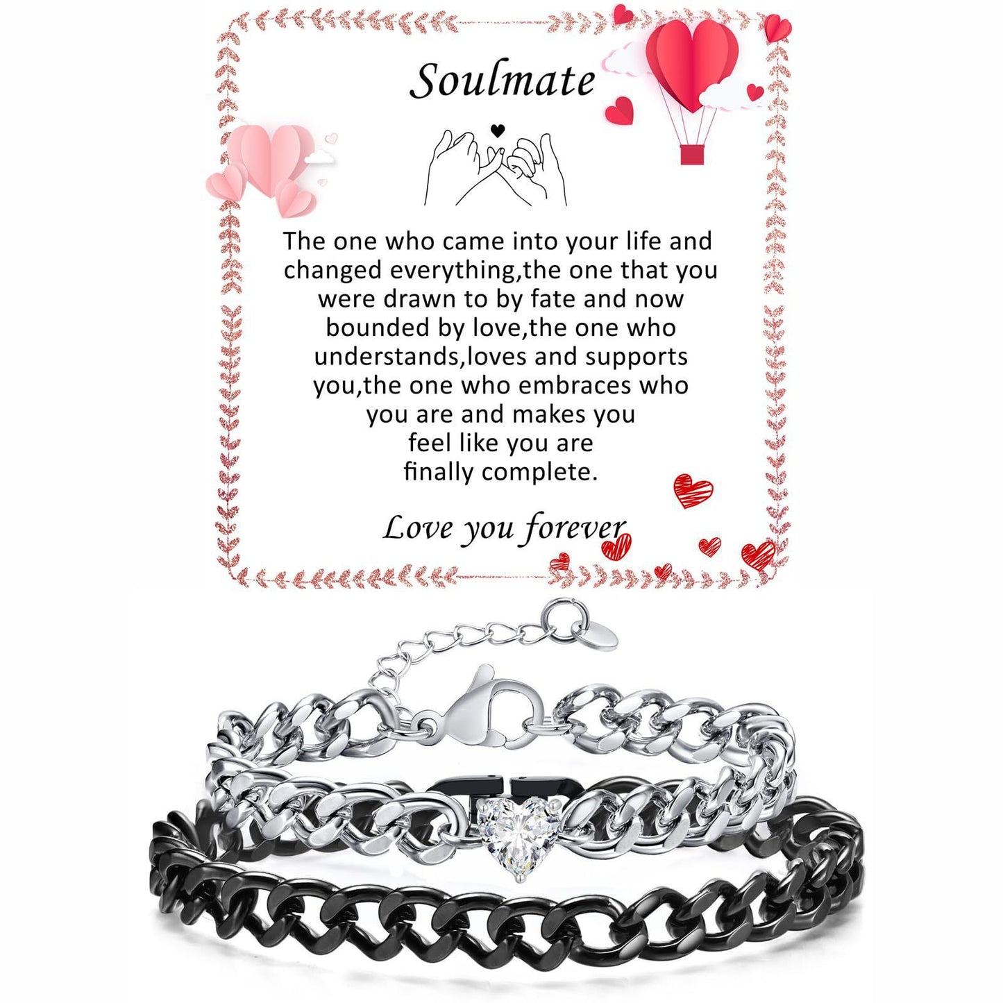 Minimalist Heart Geometric Stainless Steel Plated Cuban Link Chain Bracelet Unisex Adjustable Fashion Jewelry Gift