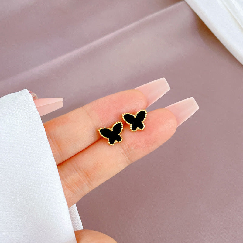 Minimalist Sweet Geometric Titanium Steel Plated Stud Earrings