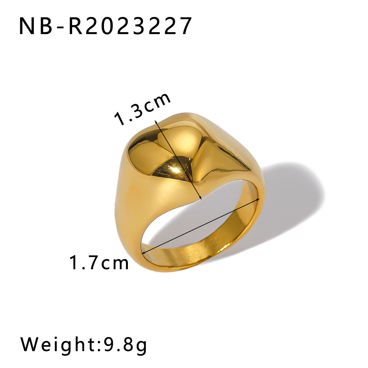 Minimalist Geometric Heart-Shaped Stainless Steel Ring with 18K Gold Plating for Women and Men