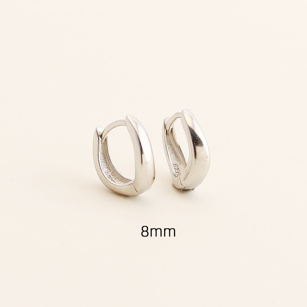 Pendientes de aro pulidos redondos geométricos de plata de ley 925 minimalistas