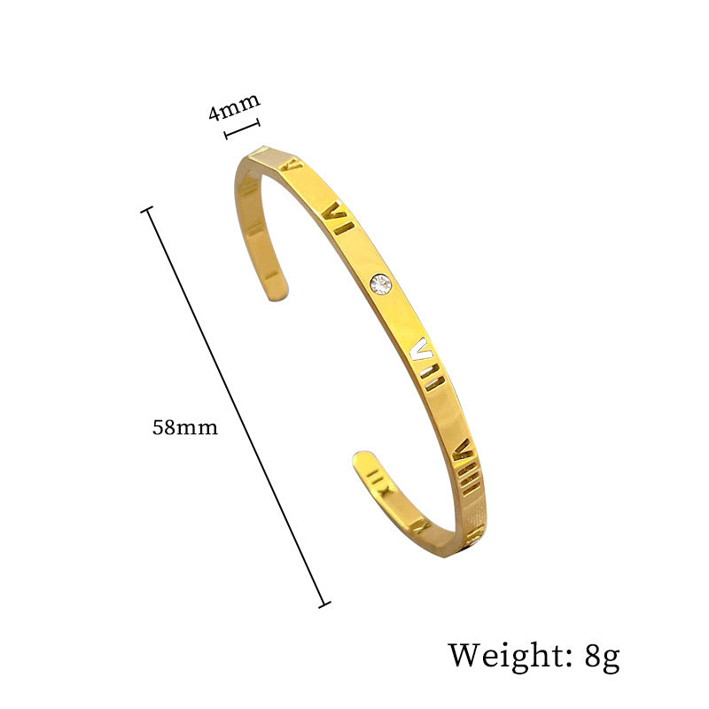 Minimalist Titanium Steel Bracelet with Retro Vintage Design for Women Stainless Steel Fashion Jewelry
