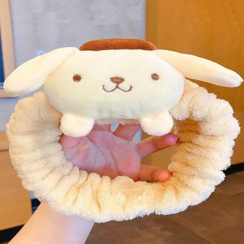 Diadema de personaje de dibujos animados de Kumomimi para niñas, con ribete de encaje bordado y confección de tela suave