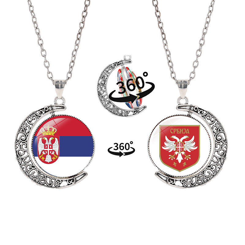 Collana a pendente a mezzaluna geometrica sportiva in lega con finitura galvanizzata per abbigliamento casual unisex