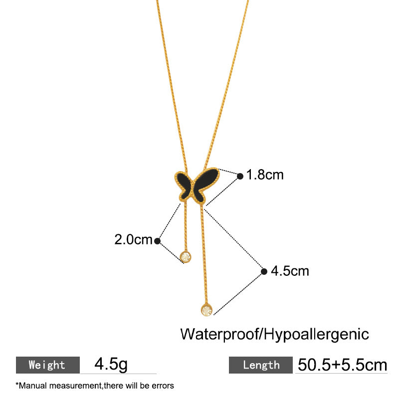 Minimalist Butterfly Titanium Steel Plated Necklace Unisex Casual Cable Chain