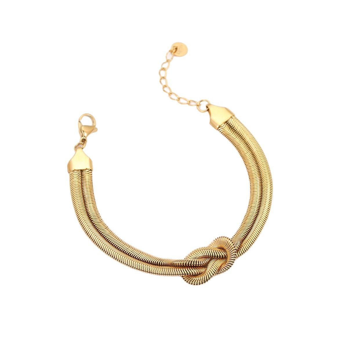 Fashionable Minimalist Knoted Snake Chain Bracelet for Women in Stainless Steel with Plated Finish