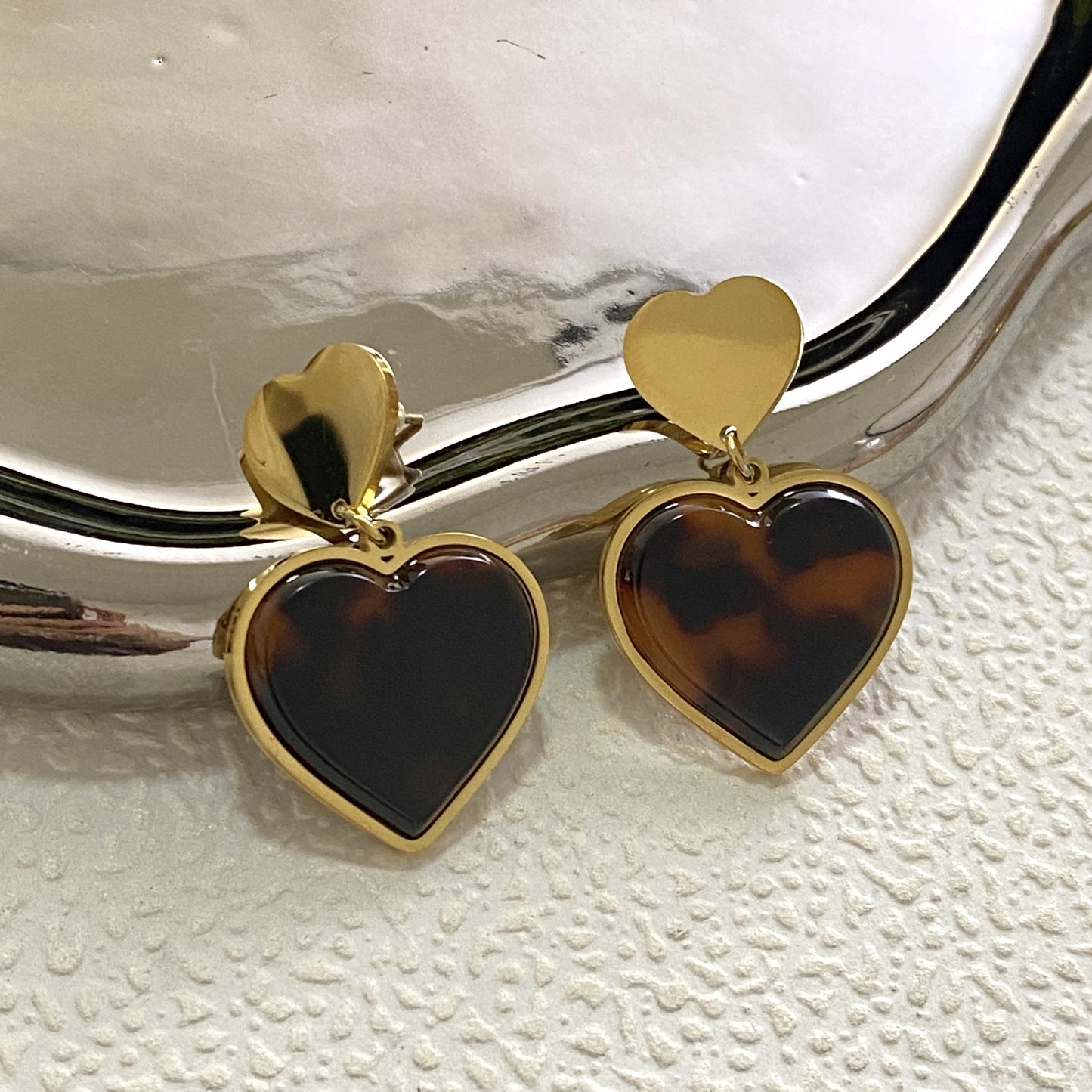 Unique Geometric Butterfly Heart Clover Shell Inlay Stainless Steel Earrings for Unisex