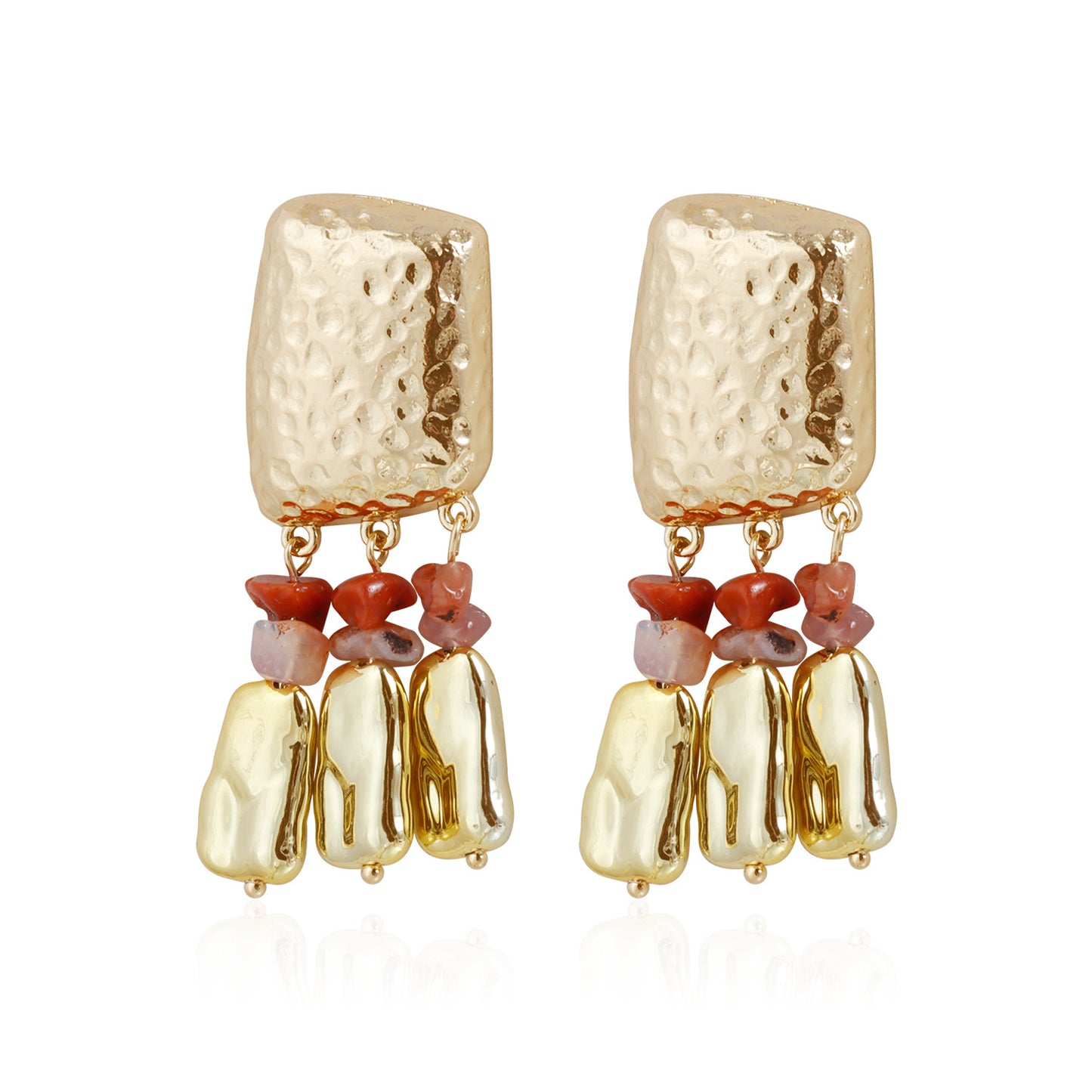 Vintage Geometric Turquoise Inlay Plated Zinc Alloy Stud Earrings for Women
