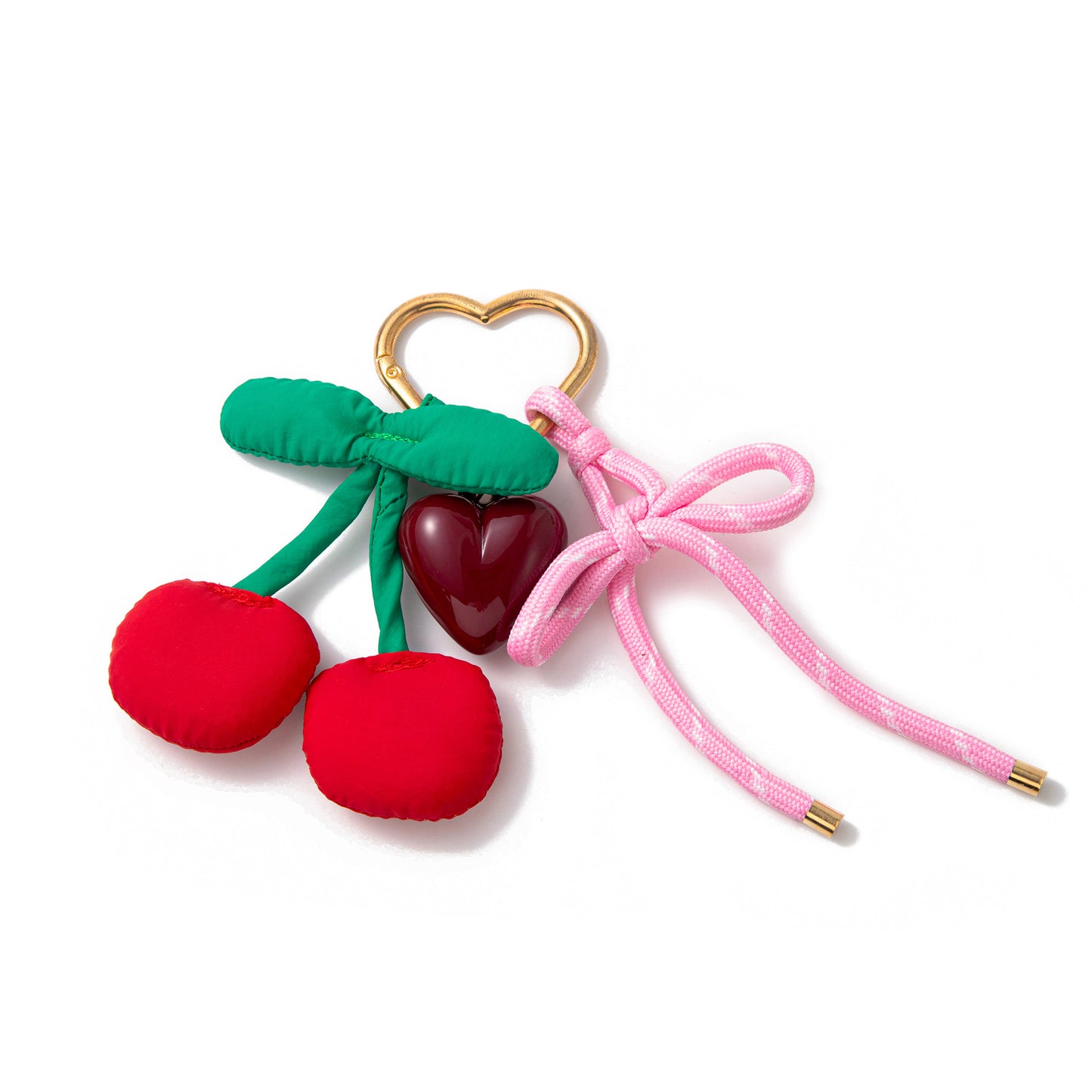 Fruit Pattern Plated Brass Bag Charm Keychain with Cherry Pepper Soccer Bow Designs