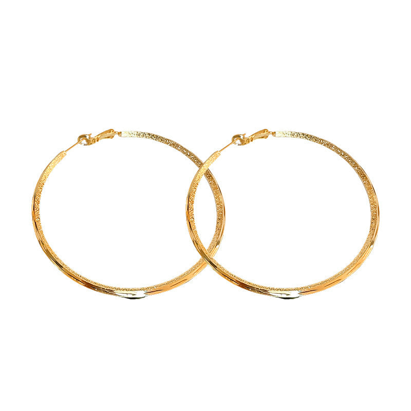 Orecchini a cerchio geometrici da donna in acciaio inossidabile placcato oro con perni in acciaio, stile chic