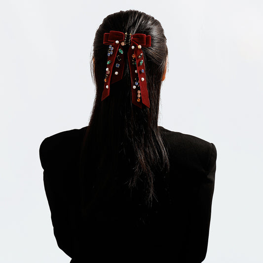 Butterfly Velvet Rhinestone Spring Hair Clip for Women - Geometric Design, Handmade, Sweet Cool Style, Individual Trend