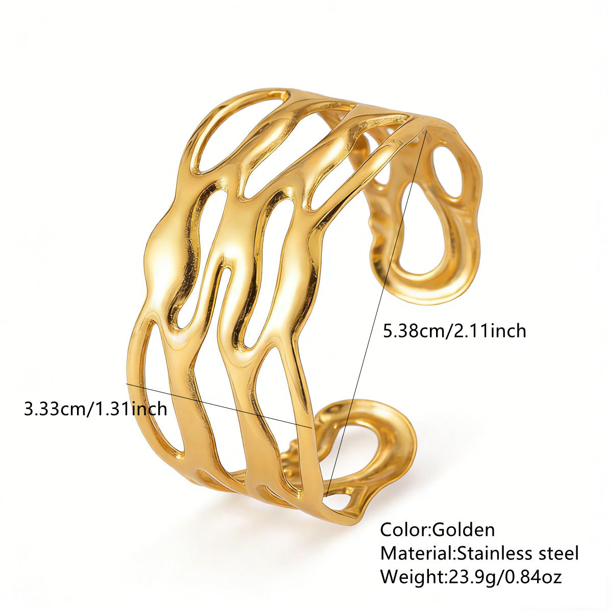 Elegante Pulsera Abierta de Lujo Floral con Esmalte de Aceite de Acero Inoxidable y Titanio con Cereza
