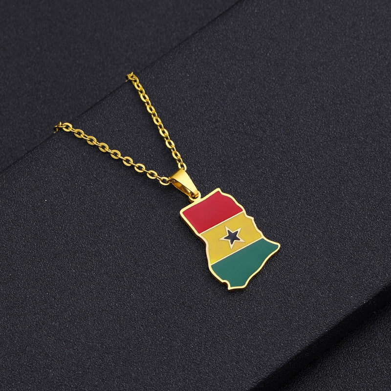 Collana con ciondolo geometrico etnico vintage in acciaio inossidabile con finitura smaltata, unisex
