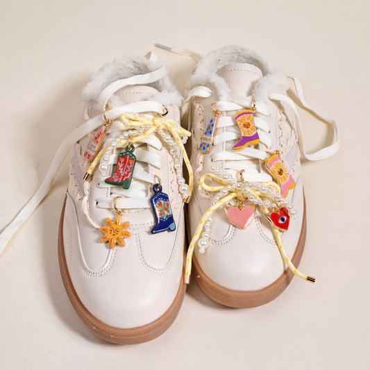 Minimalist Vintage Colorful Heart Sun Constellation Plated Brass Shoe Charm