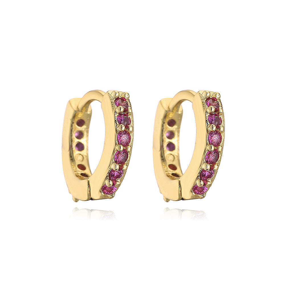 Minimalist Geometric Hoop Earrings for Women in Copper with Micro-Pave Setting