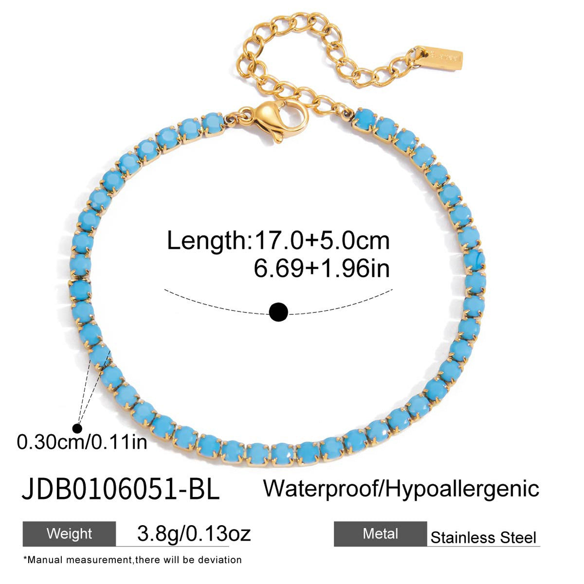 Elegant Geometric Evil Eye Cubic Zirconia Plated Stainless Steel Bracelet for Women