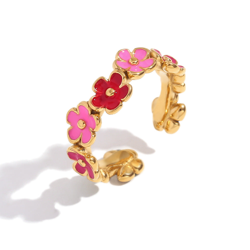 Vintage-Inspired Geometric Stainless Steel Snake Ring with 18K Gold Plating and Teardrop Heart Scale Texture for Women