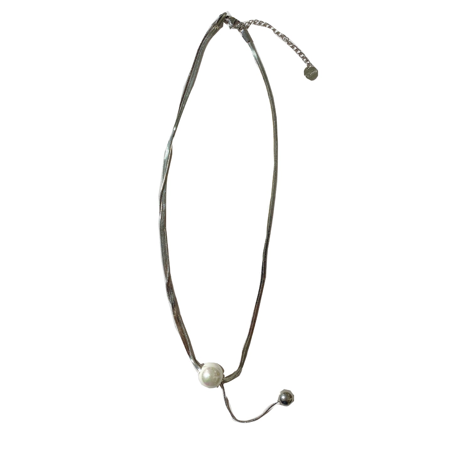 Geometric Titanium Steel Plated Necklace with Pearl Unisex