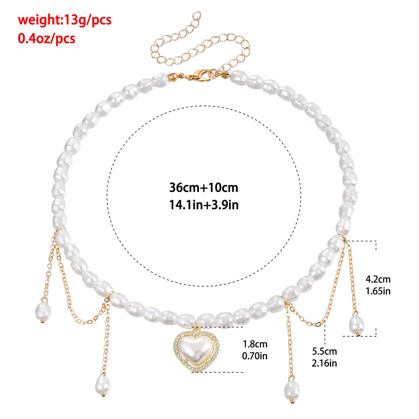 Retro French Style Heart-Shaped Imitation Pearl Pendant Necklace with Plated Alloy Accents for Women