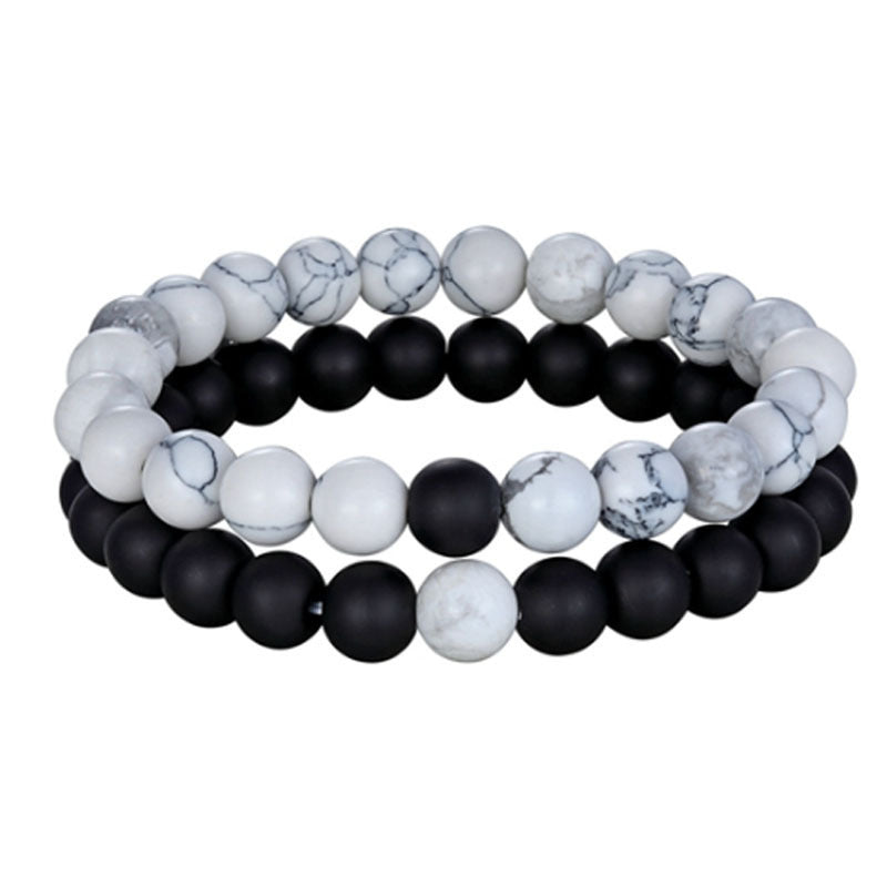 Sweet Matte Geometric White Agate Tiger Eye Volcanic Stone Charm Bar Unisex Handmade