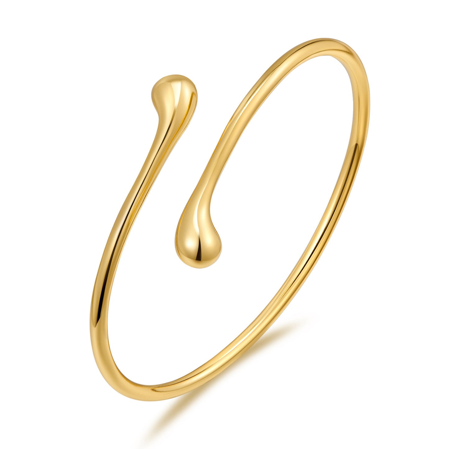 Bracciale minimalista a polsino regolabile in lega di zinco da donna con finitura lucida placcata, design geometrico circolare