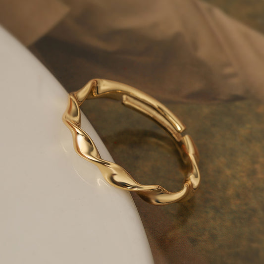 Minimalist 18K Gold Plated Geometric Open Ring for Women