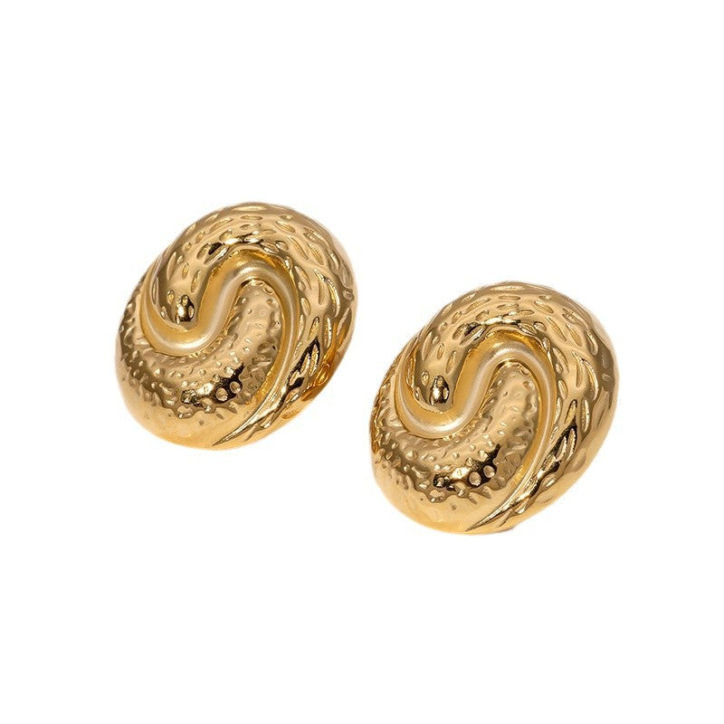 Orecchini da donna geometrici minimalisti a forma di abalone in acciaio inossidabile placcati oro 18 carati