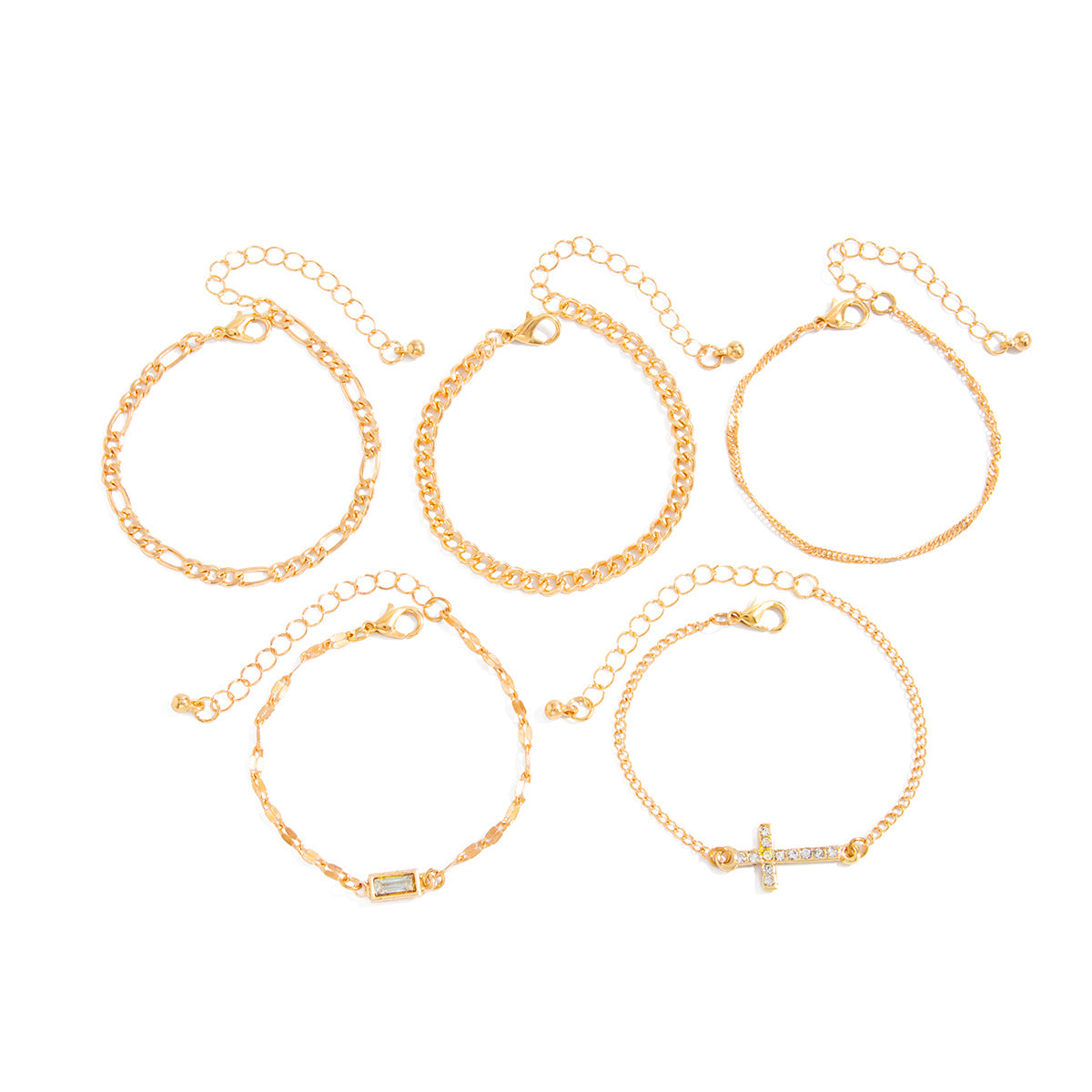 Minimalist Rhinestone Cross Acrylic Plated Bracelet for Women