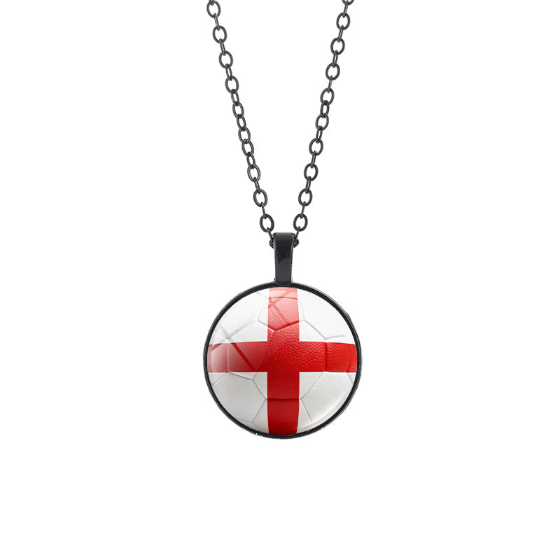 Collana casual in lega placcata con ciondolo in cristallo nero, catena a cavo unisex