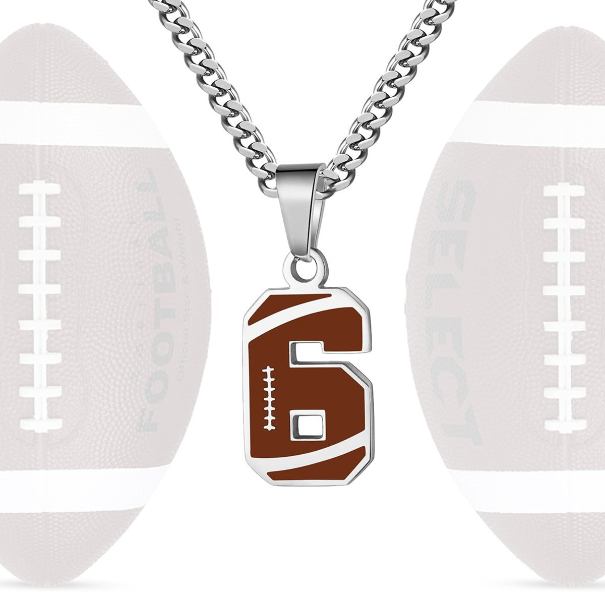 Motivational Football Number Pendant Necklace for Men in Stainless Steel with Polished Finish and Letter/Number Design