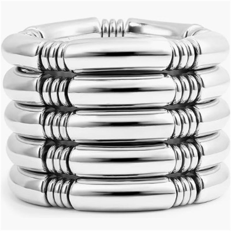 Minimalist 12mm Geometric Round Acrylic Bead Stretch Bracelet Unisex Stackable Jewelry