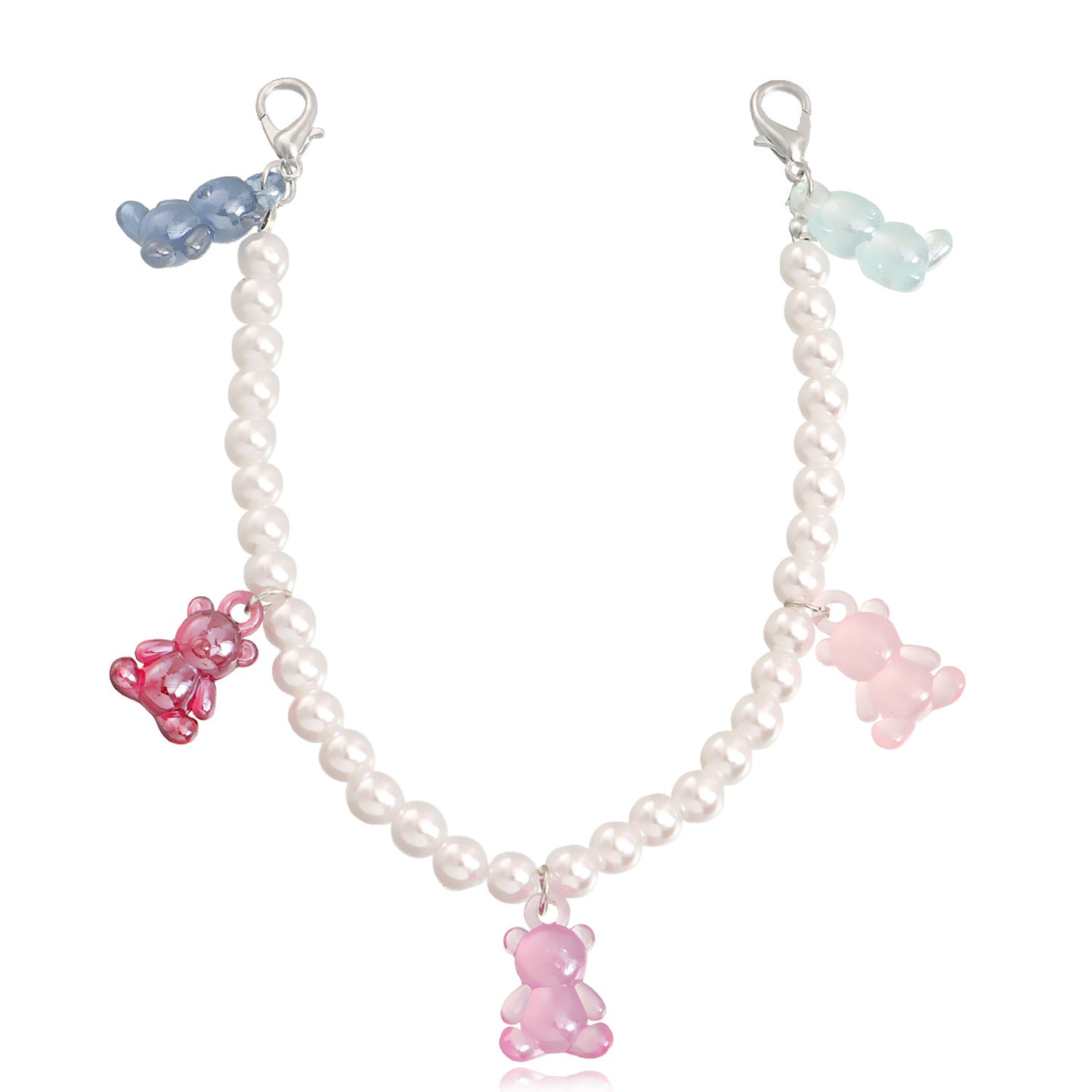 Minimalist Bear-Shaped Alloy Anklet for Women with Candy-Colored Pearlescent Finish