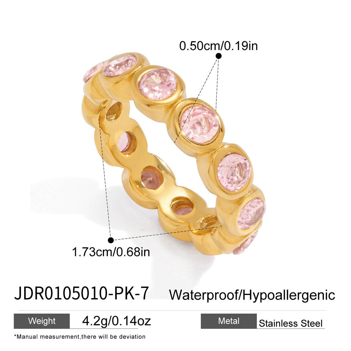 Elegant Geometric Heart Stainless Steel PVD Gold Plated Cubic Zirconia Ring for Women