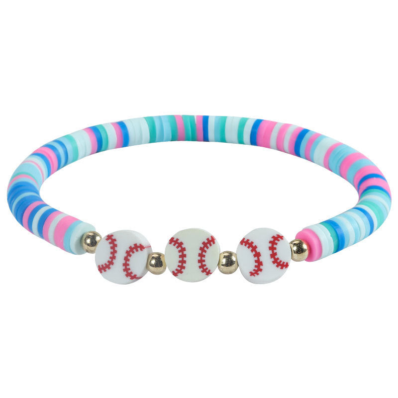 Minimalist Cartoon Sports Ball Resin Beaded Bracelet for Women